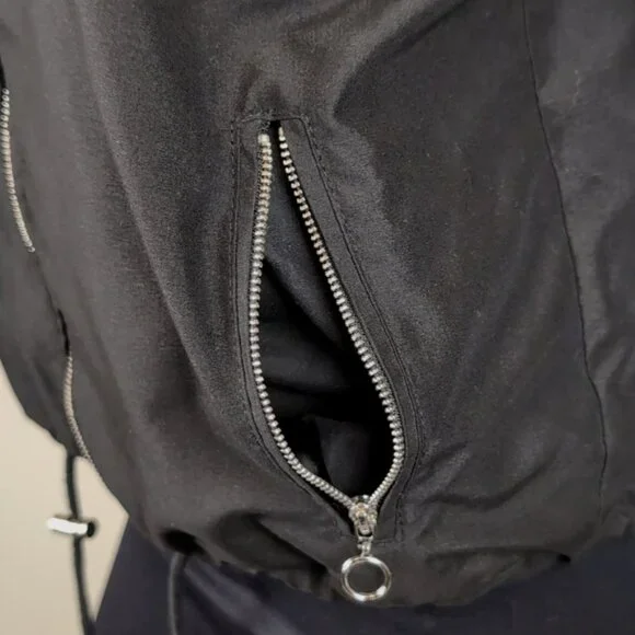 Suzy Shier Soft Shell Hooded Jacket Black Drawstring Adjustable Spring Fall - Picture 4 of 11